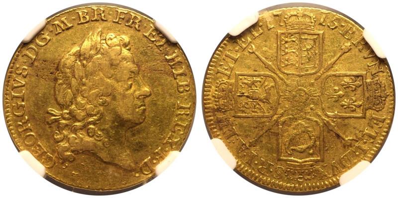 GREAT BRITAIN. George I, 1714-27. 
Gold Guinea, 1715. London. 
Second laureate...