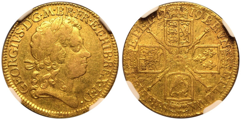 GREAT BRITAIN. George I, 1714-27. 
Gold Guinea, 1719. London. 
Fourth laureate...