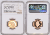 2017 Gold Sovereign 200th Anniversary Proof Piedfort NGC PF 70 ULTRA CAMEO