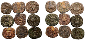 England: Charles I 1625-49 x9 Farthing Rose issue Various conditions