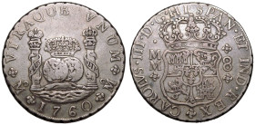 Mexico: Spanish Empire Charles III 1760 Silver 8 Reales About Good Very Fine