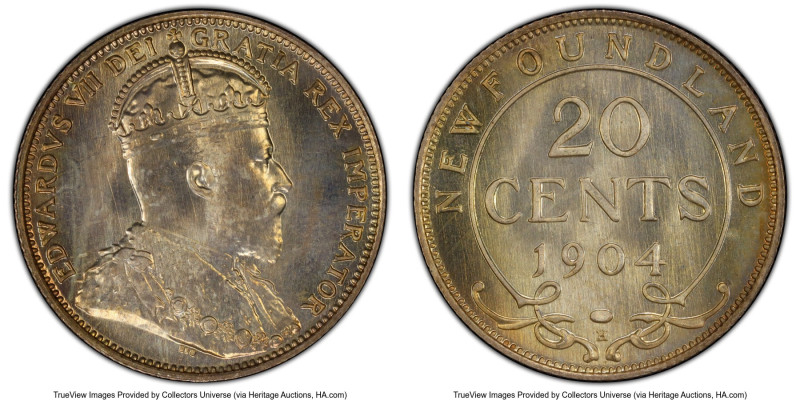 Newfoundland. Edward VII Specimen 20 Cents 1904-H SP67 PCGS, Heaton mint, KM10. ...