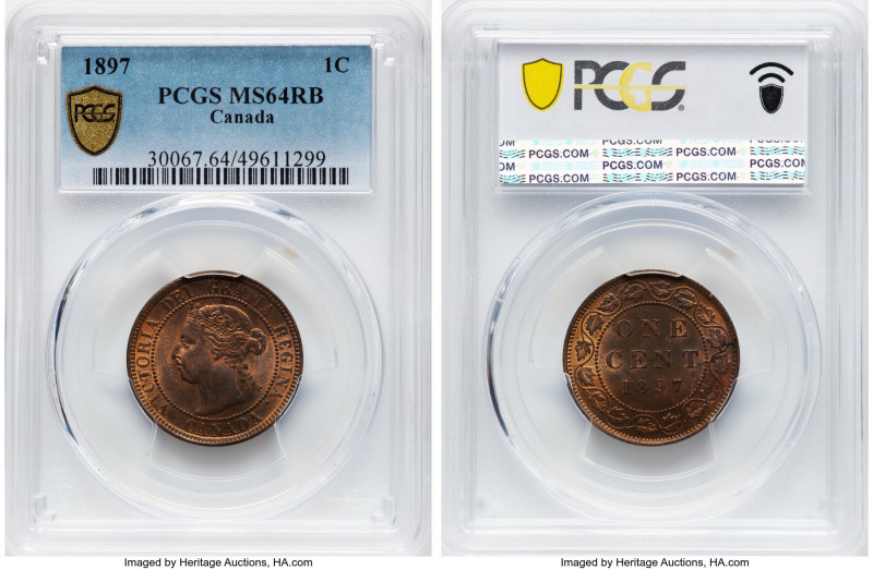 Victoria Cent 1897 MS64 Red and Brown PCGS, London mint, KM7. HID09801242017 © 2...