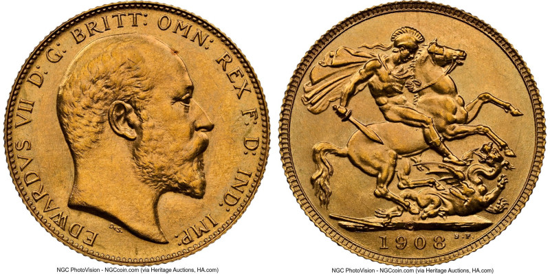 Edward VII gold Specimen Sovereign 1908-C SP62 NGC, Ottawa mint, KM14, S-3970, M...