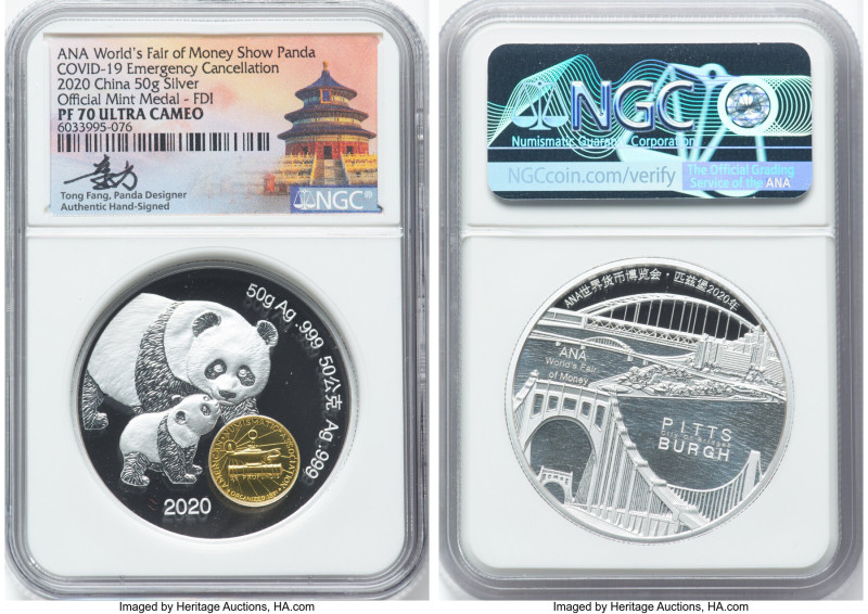 People's Republic silver Proof "ANA World's Fair of Money Show Panda - Covid-19 ...