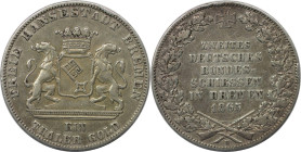 Altdeutsche Münzen und Medaillen, BREMEN - STADT. Taler 1865 B. Silber. Zweites deutsches Bundesschiessen. Jungk 1206, Jaeger 27, AKS 16, Thun 126. Se...