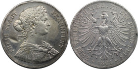 Altdeutsche Münzen und Medaillen, FRANKFURT - STADT. Vereinsdoppeltaler 1861. Francofurtia. Silber. 36,80 g. Jaeger 43, AKS 4, Thun 145, Kahnt 183. Se...
