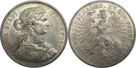 Altdeutsche Münzen und Medaillen, FRANKFURT - STADT. Vereinsdoppeltaler 1861. Francofurtia. Silber. 37,07 g. Dav. 651, KM 365, AKS 4. Vorzüglich-stemp...