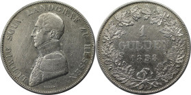 Altdeutsche Münzen und Medaillen, HESSEN - HOMBURG. Landgraf Ludwig Wilhelm Friedrich (1829-1839). 1 Gulden 1838. Silber. KM 12. Fast Vorzüglich. Aufl...