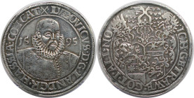 Altdeutsche Münzen und Medaillen, HESSEN - MARBURG. Landgraf Ludwig IV. „Der Ältere“ (1567-1604). Reichstaler 1595, Marburg. Münzmeister Peter Arnsbur...