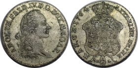 Altdeutsche Münzen und Medaillen, MECKLENBURG - STRELITZ. Adolf Friedrich IV. (1752-94). 1/6 Taler 1764 IHL. Silber. Vorzüglich