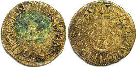 Altdeutsche Münzen und Medaillen, MINDEN - BISTUM. Anton von Schauenburg (1587-1599). 1/24 Taler (Groschen) 1597. Schön. Selten!