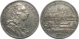 Altdeutsche Münzen und Medaillen, REGENSBURG, STADT. 1/2 Konv.-Taler 1782. Stadtansicht, mit Brustbild Josef II. Silber. Schön 9102. Stempelglanz