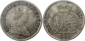 Altdeutsche Münzen und Medaillen, SACHSEN - ALBERTINE. Friedrich August III. (1763-1806). 2/3 Taler 1766 EDC, Silber. Buck 124b. Sehr schön. Leichte K...