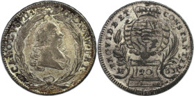 Altdeutsche Münzen und Medaillen, WÜRTTEMBERG. Karl Eugen (1744-1793). 20 Kreuzer 1763. Silber. 6,58 g. Schön 122. Sehr schön+, feine Patina