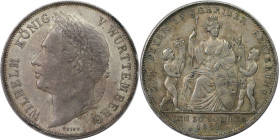 Altdeutsche Münzen und Medaillen, WÜRTTEMBERG. Wilhelm I. (1816-1864). Gulden 1841. Auf das 25. Regierungsjubiläum. Silber. KM 588, Jaeger 74, AKS 123...