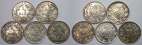 Deutsche Münzen und Medaillen ab 1871, REICHSKLEINMÜNZEN, Lots und Sammlungen. 1/2 Mark 1914 A (Vz). 1/2 Mark 1915 D (Vz-st). 1/2 Mark 1915 E (Vz). 1/...