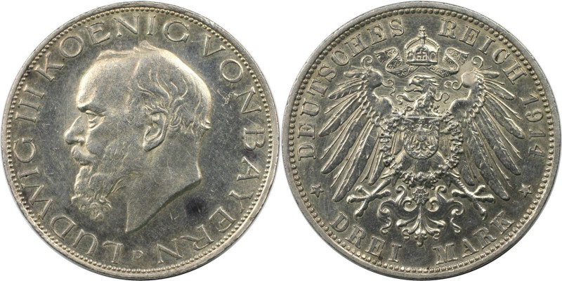 Deutsche Münzen und Medaillen ab 1871, REICHSSILBERMÜNZEN, Bayern. Ludwig III. (...