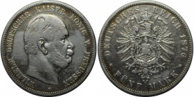 Deutsche Münzen und Medaillen ab 1871, REICHSSILBERMÜNZEN, Preußen. Wilhelm I (1861-1888). 5 Mark 1876 C. Silber. Schön-sehr schön. Kratzer