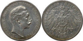 Deutsche Münzen und Medaillen ab 1871, REICHSSILBERMÜNZEN, Preußen, Wilhelm II. (1888-1918). 3 Mark 1908 A, Silber. Jaeger 103. Vorzüglich