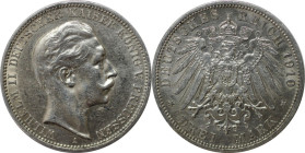 Deutsche Münzen und Medaillen ab 1871, REICHSSILBERMÜNZEN, Preußen, Wilhelm II. (1888-1918). 3 Mark 1910 A, Silber. Jaeger 103. Vorzüglich