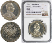 Deutsche Münzen und Medaillen ab 1871, REICHSSILBERMÜNZEN, Preußen. Wilhelm II. (1888-1918). 3 Mark 1913 A. 25 jähriges Regierungsjubiläum. Silber. Ja...