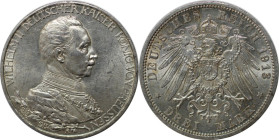 Deutsche Münzen und Medaillen ab 1871, REICHSSILBERMÜNZEN, Preußen, Wilhelm II. (1888-1918). 25 jähriges Regierungsjubiläum. 3 Mark 1913 A, Silber. Ja...