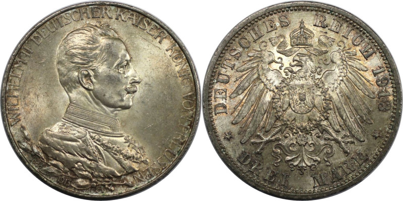 Deutsche Münzen und Medaillen ab 1871, REICHSSILBERMÜNZEN, Preußen. Wilhelm II. ...