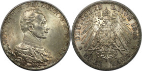 Deutsche Münzen und Medaillen ab 1871, REICHSSILBERMÜNZEN, Preußen. Wilhelm II. (1888-1918). 3 Mark 1913 A. 25 jähriges Regierungsjubiläum. Silber. Ja...