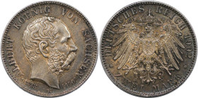 Deutsche Münzen und Medaillen ab 1871, REICHSSILBERMÜNZEN, Sachsen. Albert (1873-1902). 2 Mark 1902 E. Auf den Tod. Silber. Jaeger 127. Fast Stempelgl...