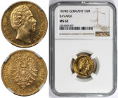 Deutsche Münzen und Medaillen ab 1871, REICHSGOLDMÜNZEN, Bayern. Ludwig II. (1864-1886). 10 Mark 1874 D. Gold. KM 898. NGC MS 62