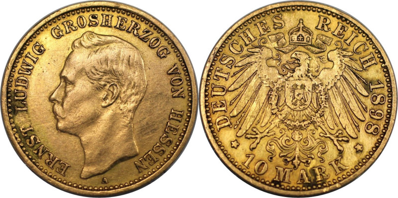 Deutsche Münzen und Medaillen ab 1871, REICHSGOLDMÜNZEN, Hessen. Ernst Ludwig (1...