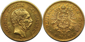 Deutsche Münzen und Medaillen ab 1871, REICHSGOLDMÜNZEN, Sachsen. Albert (1873-1902). 5 Mark 1877 E, Dresden. Gold. 1,97 g. Jaeger 260, Fr. 3845. Fast...
