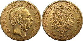 Deutsche Münzen und Medaillen ab 1871, REICHSGOLDMÜNZEN, Sachsen. Albert (1873-1902). 10 Mark 1888 E. Gold. Jaeger 261, A.K.S. 164, Fr. 3834. Sehr sch...