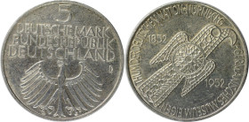 Deutsche Münzen und Medaillen ab 1945, BUNDESREPUBLIK DEUTSCHLAND. Germanisches Museum. 5 Mark 1952 D. Silber. Jaeger 388. Vorzüglich-stempelglanz. Ha...