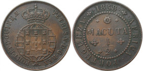 Europäische Münzen und Medaillen, Portugal. PORTUGIESISCHE BESITZUNGEN. ANGOLA. Pedro V. 1/2 Macuta 1858. Kupfer. KM 58. Sehr schön-vorzüglich