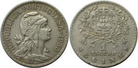Europäische Münzen und Medaillen, Portugal. PORTUGIESISCHE BESITZUNGEN. GUINEA BISSAU. 1 Escudo 1933. Nickel-Bronze. KM 5. Vorzüglich
