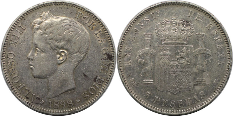 Europäische Münzen und Medaillen, Spanien / Spain. Alfonso XIII. 5 Pesetas 1898 ...