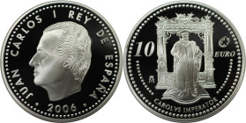 Europäische Münzen und Medaillen, Spanien / Spain. Karl V. / Europaprogramm. 10 Euro 2006. 27,0 g. 0.925 Silber. 0.80 OZ. KM 1122. Polierte Platte, Pl...