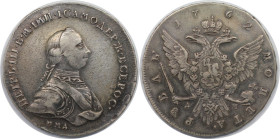Russische Münzen und Medaillen, Peter III. (1762-1762). 1 Rubel 1762 MMD DM. Silber. Bitkin 9 (R). Sehr schön+
