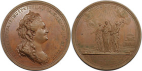 Russische Münzen und Medaillen, Katharina II. (1762-1796). Bronzemedaille 1779, von C. Leberecht und J. B. Gass. Auf die Geburt des Großfürsten Konsta...