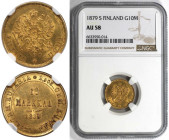 Russische Münzen und Medaillen, Alexander II. (1854-1881), Finnland. 10 Markkaa 1879 S. Gold. 3,22 g. NGC AU 58