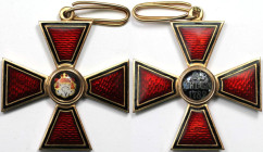 Russische Münzen und Medaillen, Nikolaus II. (1894-1918). Orden von St. Vladimir, Dritte Klasse Hals Abzeichen, Gegründet 1782. 13,94 g. 50x45 mm. Rot...