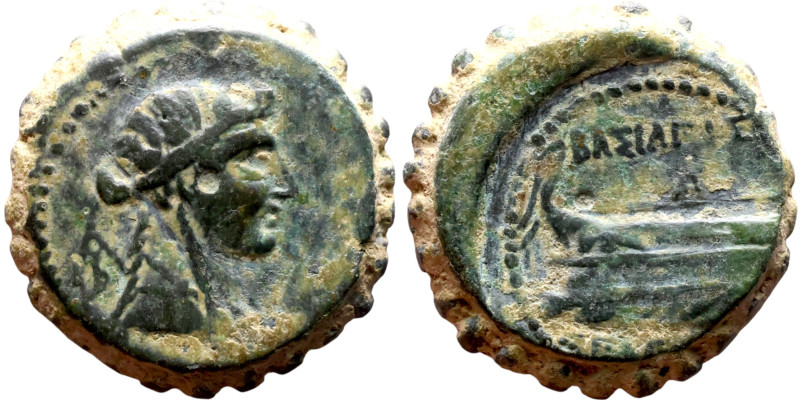Seleukos IV Philopator (Seleukid: 187-175 BC). AE bronze. Obv.: bust of Dionysos...