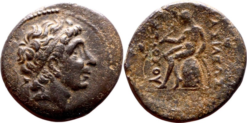 Demetrius I Soter (Seleukid King: 162 150 BC) AE bronze coin. Obv.:: Diademed he...