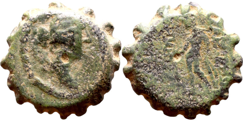 Demetrius I Soter (Seleukid King: 162 150 BC) AE bronze coin. Obv.:: Draped bust...