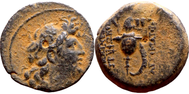 Tryphon (Seleukid King: 142-138 BC). AE bronze. Obv.: diademed bust of Tryphonos...