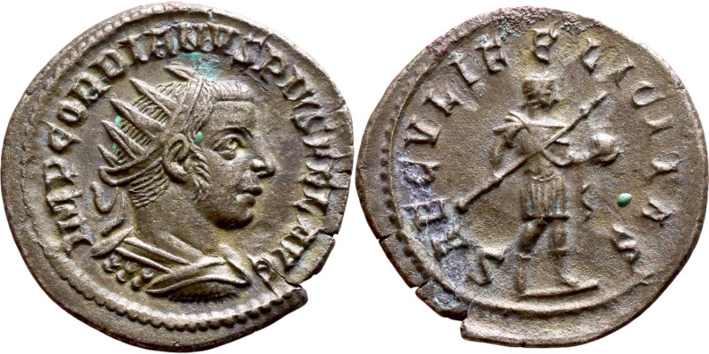 Gordian III (238-244) Antoninian. Obverse: Radiate bust of emperor. Reverse: Sta...