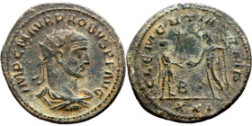 Probus (276 - 282). Billon antoninianus. Obv.: IMP C M AVR PROBVS AVG / Radiate bust right wearing the imperial mantle. Rev.: CLEMENTIA TEMP / Probus ...
