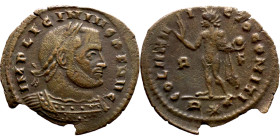 Licinius I. (308-324 AD) Follis. Obv: IMP LICINIVS P F AVG. laureate bust of Licinius right. Rev: SOLI INVICTO COMITI. Standing Sol

22mm 1.94g